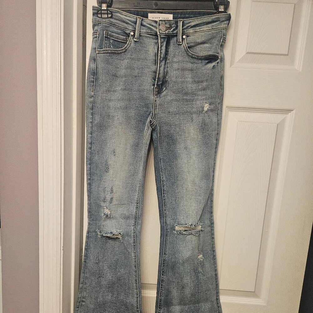 Risen Jeans Distressed Shadow Hem Flare NWOT Size 5/27